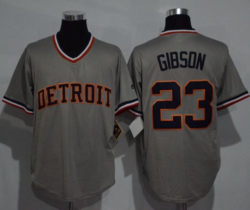 Tigers #23 Kirk Gibson Grey Cooperstown Throwback Stitched MLB Jersey - Click Image to Close